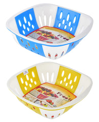 Heart Home Large Multi-Purpose Plastic Storage Baskets for Fruits Vegetables and Kitchen Fridge Dining Table- Pack of 2 (Blue & Green)-HS42KUBMART25406