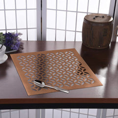 Heart Home Multiuses Arccircle Design PVC Squere Placemat for Kitchen, Dining Table Set of 6 (Copper) 52HH4049
