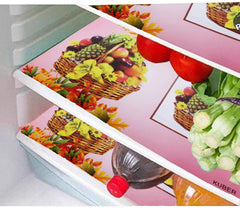 Kuber Industries Fruit Basket Print 6 Pieces PVC Refrigerator/Fridge Multipurpose Drawer Mat Set (Pink)-KUBMART011067