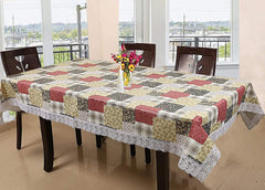 Kuber Industries Flower Design 6 Seater Dining Table Cover|WaterProof & Heat Resistant (Brown),Polyvinyl Chloride (PVC),Rectangular,Pack of 1