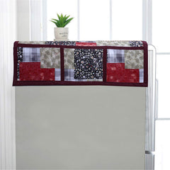 Kuber Industries 3D Checkered Design PVC Fridge/Refrigerator Top Cover (Maroon)