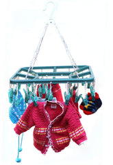 Heart Home Cloth Drying Hanger Rack (32 Clips)|360 Degree Portable & Rotatable Clips|Space Saving Travel & Durable Plastic|Size 40 x 38 x 30 CM (Green)-HHEART15537