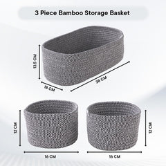 Kuber Industries Pack of 3 Cotton Woven Storage Basket With Handle | Shelf Basket Hamper | Organizer for Toys, Socks, Cosmetic | Capacity 9.2L, 3L, 3L | Stylish and Functional Organization Solution