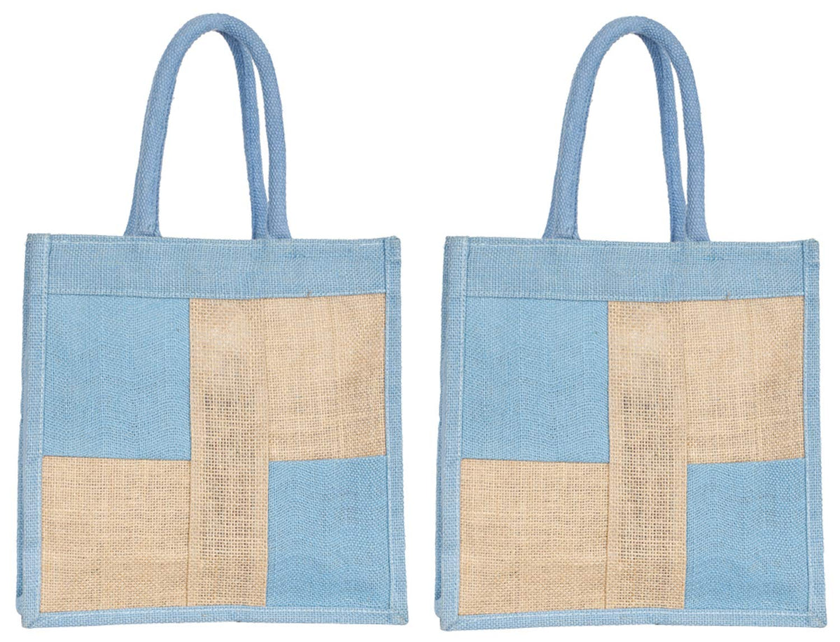 Kuber Industries Jute 2 Pieces Lunch Carry Bag (Purple)-CTKTC25337