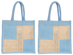 Kuber Industries Jute 2 Pieces Lunch Carry Bag (Purple)-CTKTC25337