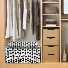Heart Home Dot Print Non Woven Fabric Modular Closet Organizer Box with Handle for Cube Storage Units in Closet, Bedroom to Hold Clothing,T-Shirts,Leggings, Accessories (Black & White)-HHEART16015