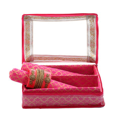 Kuber Industries Brocade Hardboard Two Rod Bangle Box (Pink) - CTKTC42009