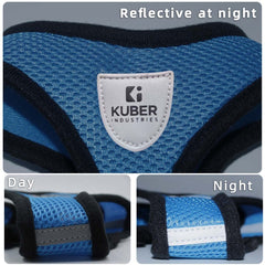 Kuber Industries Small Dog/Cat Chest Harness with Nylon Leash I No Pull, Soft Padded and Breathable Pet Vest I Adjustable, Reflective I Easy Control Pet Chest Belt I (XX-Small,Blue)