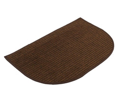 Heart Home D Shape Strips Design Microfiber Non-Slip Door Mat for Outdoor, Indoor 21 in. x 13 in. Pack of 2 (Brown)