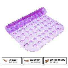 Heart Home Bath Mat | PVC Bathroom Mat | Shower Bath Mat | Transparent Round Floor Tub Mat | Foot Massager Mat | Anti-Skid Shower Mat with Drain Holes | Pack of 2 | Multi