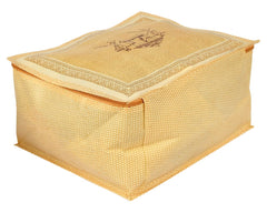 Kuber Industries Doli Printed Non-woven Foldable Saree Cover/Clothes Storage Bag/Wardrobe Organizer With Transparent Window (Gold) 54KM4173