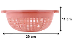 Kuber Industries Baskets for Fruits and Vegetables, Multipurpose and Handy Storage Basket Unbreakable Round Plastic Basket (Peach)-KUBMART15153