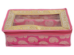 Heart Home Multipurpose Feather Design Laminated 2 Rod Bangle Box/Organizer/Case With Tranasparent Top - Pack of 2 (Pink)-47HH0223
