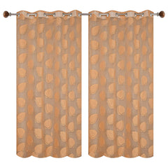 Kuber Industries Leaf Print 7 Feet Cotton Door Curtain for Living Room, Bed Room, Kids Room with 8 Eyelets Pack of 2 (Brown)-50KM01070
