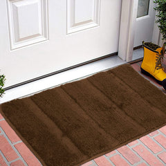 Heart Home Strips Design Cotton Door Mat for Porch/Kitchen/Bathroom/Laundry Room, 24"x16" (Brown) 52HH3960