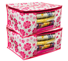 Kuber Industries 2 Piece Non Woven Saree Cover Set, Pink (SS01)