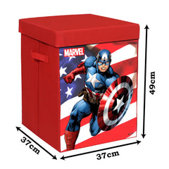 Heart Home Marvel Captain America Print Foldable Laundry Basket|Clothes Storage Basket With Handle & Lid,60 Ltr.Pack of 2 (Red)