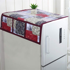 Kuber Industries 3D Checkered Design PVC Fridge/Refrigerator Top Cover (Maroon)