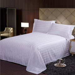 Kuber Industries Cotton Double Bedsheet with 2 Pillow Covers, Satin Stripes (White)-CTKTC30054