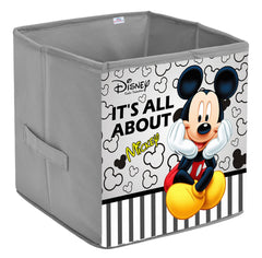 Heart Home Non-Woven Mickey Print Flodable Storage Box/Wardrobe Organizer For Home Decor (Grey) 54HH4238.