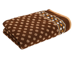 Kuber Industries Dot Printed Super Soft, Fluffy, and Absorbent Cotton Bath Towel, 30"x60" - Pack of 3 (Brown)-50KM01800