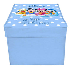 Kuber Industries Disney Minnie Kids Team Mickey Print Non Woven 2 Pieces Fabric Foldable Cloth Storage Wardrobe Organiser Box with Lid, Extra Large (Royal Blue & Pink)-KUBMART16347