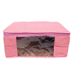 Kuber Industries Cotton 3 Layered Quilted Saree Cover|Polka Dots & Sturdy Material|Zipper Closure & Transparent Window |Pack of 3 (Peach)