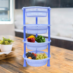 Kuber industries Plastic 2 Pieces 4 Layer Multi-Purpose Kitchen Storage Basket Rack (Blue)-CTKTC25201