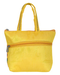 Kuber Industries Polyester Elephant Print Hand Bag For Women/Girls With Handle Pack of 2 (Yellow) 54KM4036