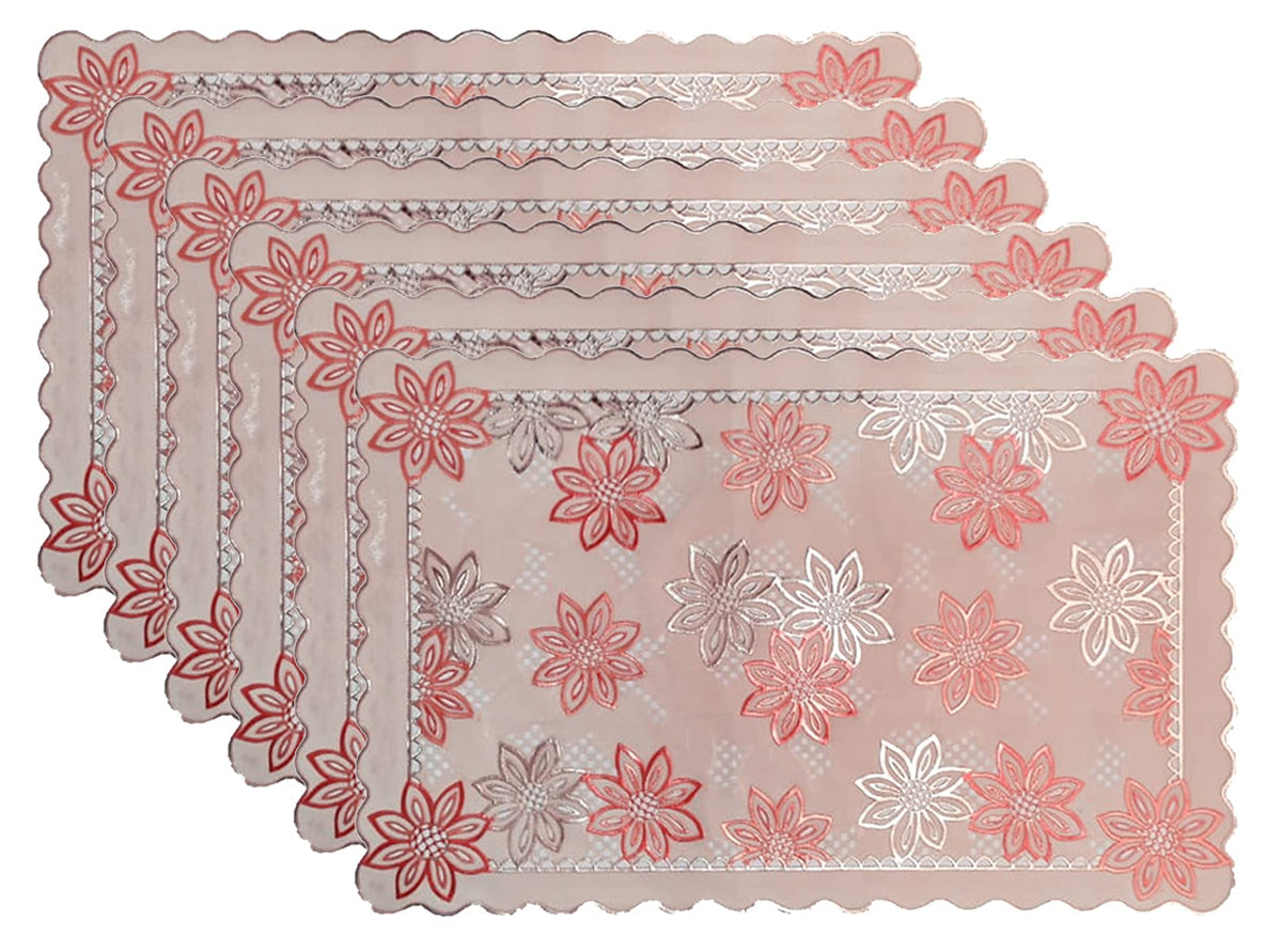 Heart Home Plastic Gold Waterproof Placemats Set of 6 for Dining Table Wipe Clean Washable Tablemats Vinyl PVC Table Mats (Gold) (Model Number: HS_36_HEARTH018669)