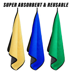 Heart Home Cleaning Towel | Reusable Cleaning Cloths for Kitchen | Duster Towel for Home Cleaning | 400 GSM Cleaning Cloth Towel with Hanging Loop | 40x60 | Pack of 3 | Yellow