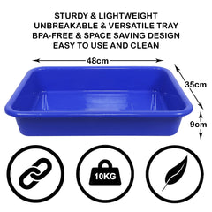 Kuber Industries Storage Tray|Versatile Plastic Storage Organizer|Rectangular Tray for Kitchen Storage|Storage Tray for office|Exel Tray 555|Pack of 2 (Blue)