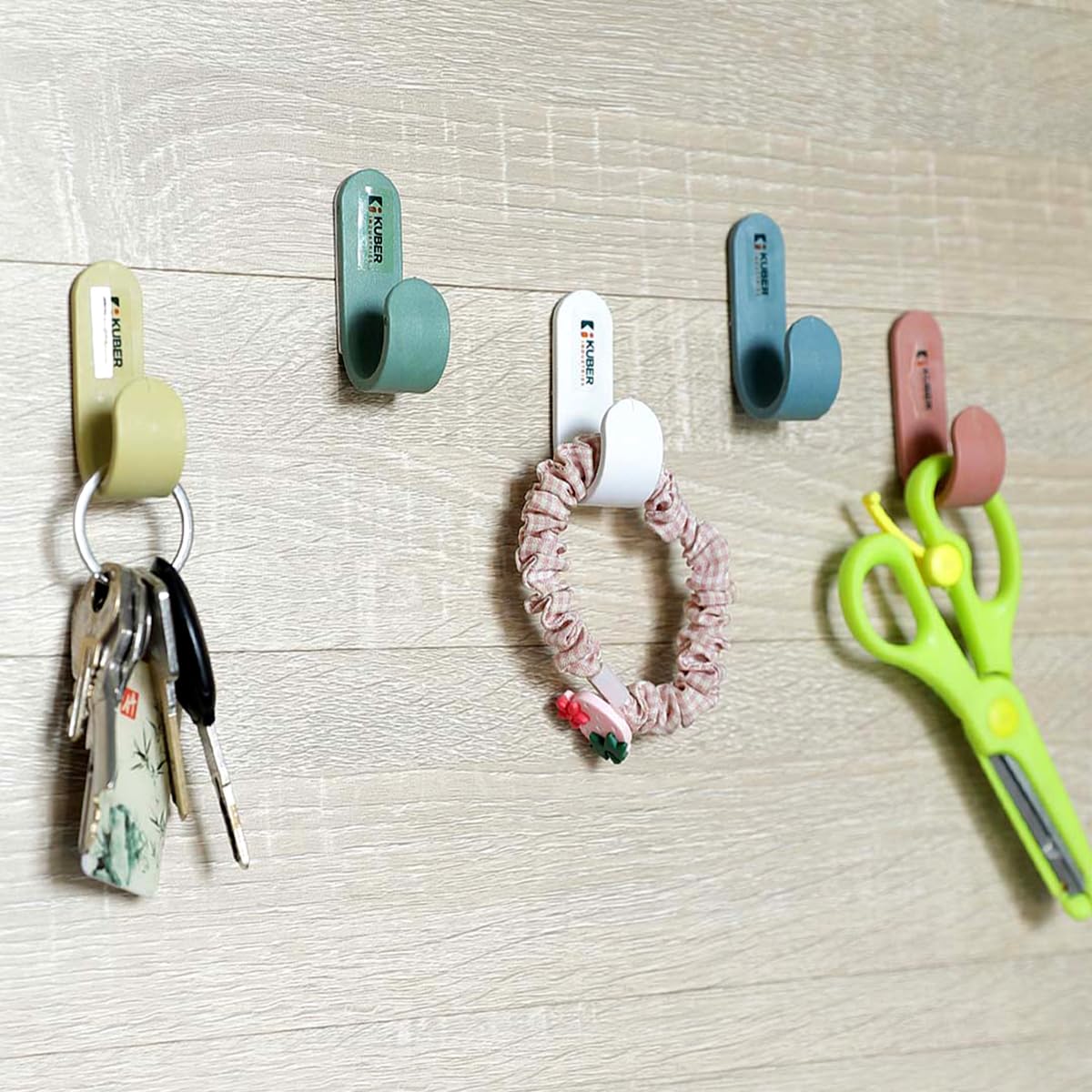 Kuber Industries Sticky Hooks for Wall|Premium PP Build|Durable & Rust-Proof|Self Adhesive Hook for Easy Installation|Multi-Purpose Wall Hooks for Bathroom, Kitchen, Bedroom|Pack of 5|1601|Multicolor