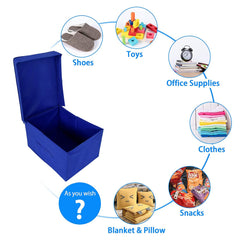 Heart Home Non-Woven Mickey & Friend Print Flodable Storage Box/Wardrobe Organizer With Lid For Home Decor, Pack of 2 (Blue) 54HH4229.