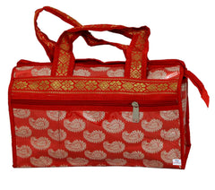 Heart Home Carry Design Laminated Handbag, Pooja Bag, Cosmetic Bag, Shopping Bag, Travel Toiletry Bag For Women (Red)-HS_38_HEARTH21253