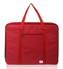 Heart Home Large Lightweight Foldable Multipurpose Storage bag, Cloth Organiser, Travel Bag With Zippered Closure And Handle- Pack of 2 (Red)-HS43HEARTH26678