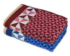Heart HomeTringle Printed Super Soft, Fluffy, and Absorbent, Cotton Bath Towel Perfect for Daily Use, 30"x60"- Pack of 2 (Maroon & Blue)