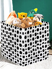 Kuber Industries Dot Printed Non-Woven Foldable Storage Bin/Cube/Organizer For Toys, Clothes And Books With Handles- Pack of 3 (Black & White) -HS43KUBMART26224