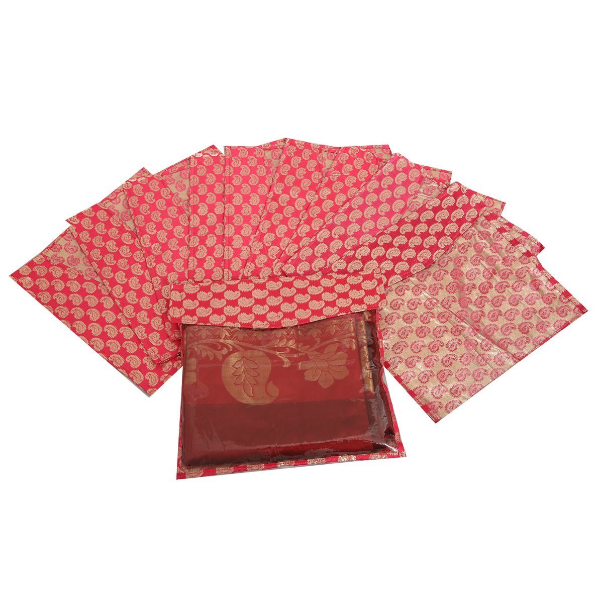 Kuber Industries 10 Piece Transparent Saree Cover Set, Gold (VAKU182)
