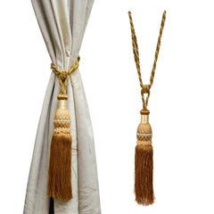Kuber Industries Tassel Set | Curtain Tie Back Tassel Set | Curtain Holder Tieback | Curtain Tieback | Curtain Holder for Home & Office Décor | Moti Kit Pit Tassel | Pack of 2 | Golden