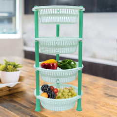 Kuber industries Plastic 4 Layer Multi-Purpose Kitchen Storage Basket Rack (Green)-CTKTC25210
