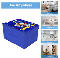 Heart Home Non-Woven Mickey & Friend Print Flodable Storage Box/Wardrobe Organizer With Lid For Home Decor, Pack of 2 (Blue) 54HH4229.