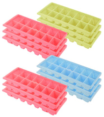 Heart Home BPA Free Easy Release Ice Cube Tray/Bin/Box Set with 14 Section- Pack of 12 (Green & Pink & Blue)-HS43HEARTH25822