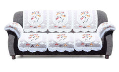 Kuber Industries Flower Design Cotton 5 Seater Sofa Cover Set with 6 Pieces Arms Cover and 1 Center Table Cover (Set of 17, Cream, Standard)