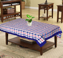 Heart Home Check Print Cotton Center Table Cover/Table Cloth for Home Decorative Luxurious 4 Seater, 60"x40" (Blue) 54HH4256.