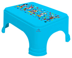 Heart Home Disney Team Mickey Print Square Plastic Bathroom Stool, Adults Simple Style Stool Anti-Slip with Strong Bearing Stool for Home, Office, Kindergarten (Set of 3, Blue) -HS_35_HEARTHS17270