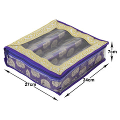 Heart Home Dot Design Laminated 3 Rod Box, Organizer For Bangle, Watches, Bracelets, Jewellery With Tranasparent Top (Purple)-47HH0250