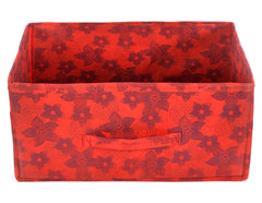 Heart Home Metallic Flower Printed Multipurposes Rectangular Flodable Storage Box, Drawer Storage and Cloth Organizer- Pack of 2 (Red)-HS43HEARTH26333