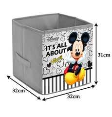 Heart Home Non-Woven Mickey Print Flodable Storage Box/Wardrobe Organizer For Home Decor (Grey) 54HH4238.