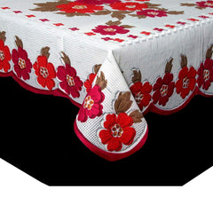 Kuber Industries Center Table Cover|Cotton Center Table Cover for Living Room|Table Cloth for 4 Seater|(White)
